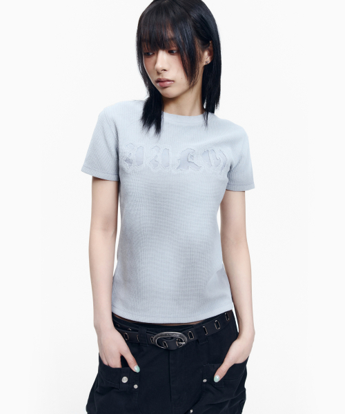AAKAM(アーカム)の「Reverse Patch Waffle Half Top (Gray)(Tシャツ/カットソー・レディース・その他・3/2/1)」の4枚目の写真