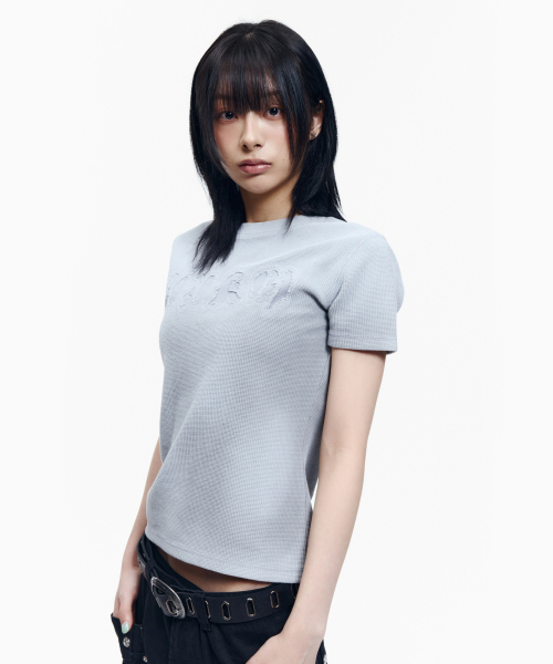 AAKAM(アーカム)の「Reverse Patch Waffle Half Top (Gray)(Tシャツ/カットソー・レディース・その他・3/2/1)」の7枚目の写真