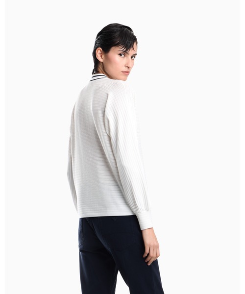 EMPORIO ARMANI(エンポリオアルマーニ)の「【エンポリオ アルマーニ】ウィメンズ リブ編み カーディガン ビスコース混紡(カーディガン/ボレロ・レディース・ホワイト・SMALL/MEDIUM/LARGE)」の2枚目の写真