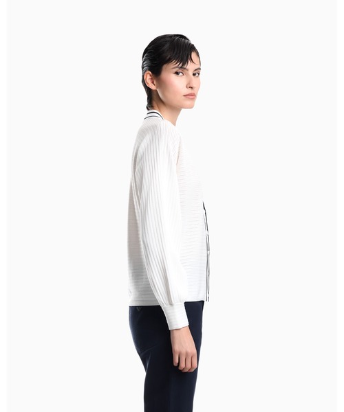 EMPORIO ARMANI(エンポリオアルマーニ)の「【エンポリオ アルマーニ】ウィメンズ リブ編み カーディガン ビスコース混紡(カーディガン/ボレロ・レディース・ホワイト・SMALL/MEDIUM/LARGE)」の3枚目の写真