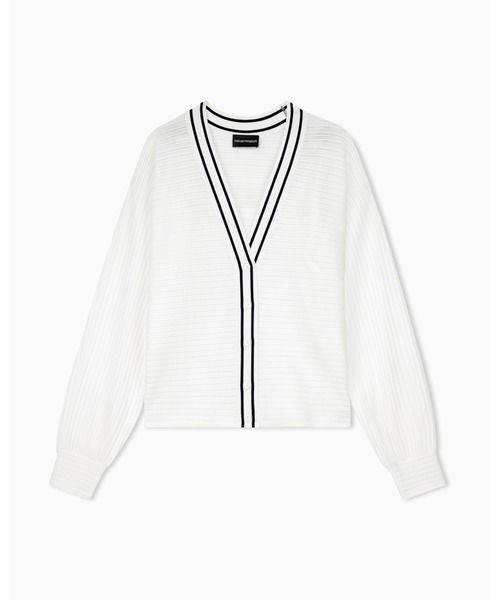 EMPORIO ARMANI(エンポリオアルマーニ)の「【エンポリオ アルマーニ】ウィメンズ リブ編み カーディガン ビスコース混紡(カーディガン/ボレロ・レディース・ホワイト・SMALL/MEDIUM/LARGE)」の6枚目の写真
