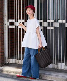 限定展開 <接触冷感>クールタッチ ポンチ ペプラム トップス