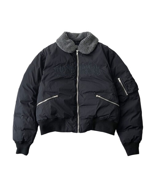 Subciety(サブサエティ)の「Nylon bomber jkt(ミリタリージャケット・メンズ・グレイッシュベージュ/ブラック・SMALL/MEDIUM/LARGE/X-LARGE)」の3枚目の写真