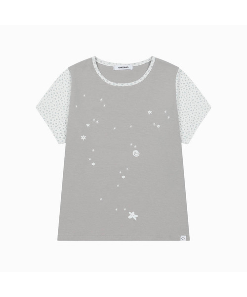 OHESHIO(オヘシオ)の「FLORAL TWO TONE T-SHIRT, GRAY(Tシャツ/カットソー・レディース・その他・FREE)」の1枚目の写真