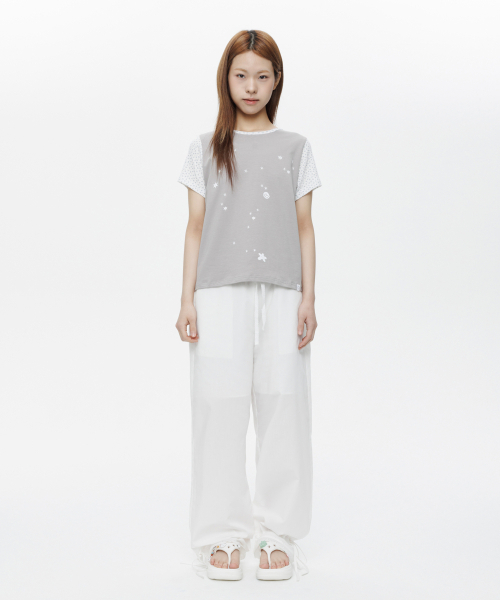 OHESHIO(オヘシオ)の「FLORAL TWO TONE T-SHIRT, GRAY(Tシャツ/カットソー・レディース・その他・FREE)」の5枚目の写真