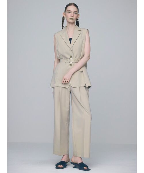 MURUA(ムルーア)の「【セットアップ対応】タックワイドパンツ 夏服(スラックス・レディース・アイボリー/グレー/モカ・1/2)」の10枚目の写真