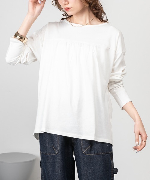MARAI(マーライ)の「バックダブル長袖Tシャツ(Tシャツ/カットソー・レディース・ブラック/ホワイト・4L~5L/LL~3L)」の2枚目の写真