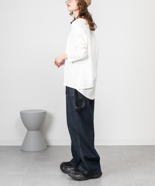 MARAI(マーライ)の「バックダブル長袖Tシャツ(Tシャツ/カットソー・レディース・ブラック/ホワイト・4L~5L/LL~3L)」の18枚目の写真