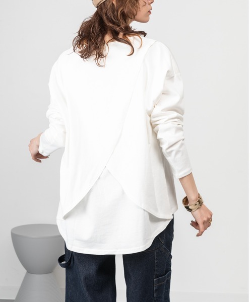 MARAI(マーライ)の「バックダブル長袖Tシャツ(Tシャツ/カットソー・レディース・ブラック/ホワイト・4L~5L/LL~3L)」の5枚目の写真