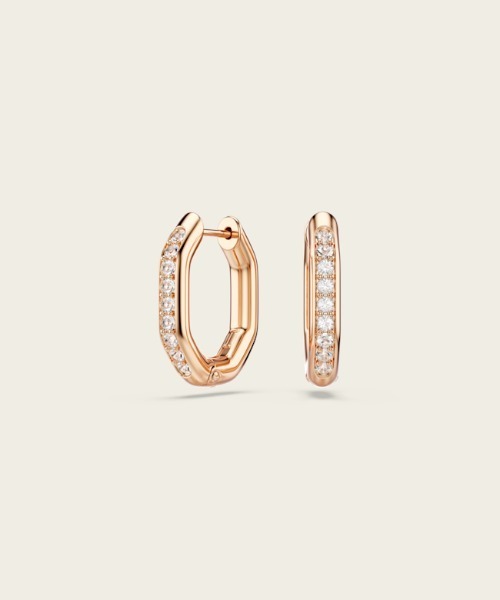 SWAROVSKI(スワロフスキー)の「【公式】【スワロフスキー】Dextera フープピアス, オクタゴンシェイプ, ラウンドカット, 小, ホワイト, ローズゴールドトーン・プレーティング(ピアス(両耳用)・レディース・ゴールド系・ONE SIZE)」の1枚目の写真