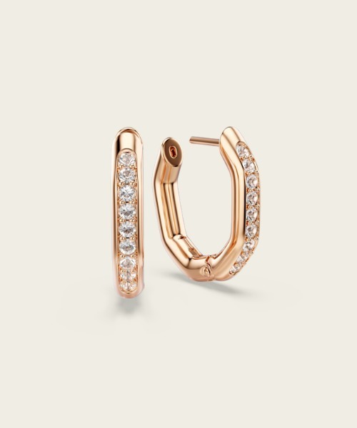 SWAROVSKI(スワロフスキー)の「【公式】【スワロフスキー】Dextera フープピアス, オクタゴンシェイプ, ラウンドカット, 小, ホワイト, ローズゴールドトーン・プレーティング(ピアス(両耳用)・レディース・ゴールド系・ONE SIZE)」の4枚目の写真