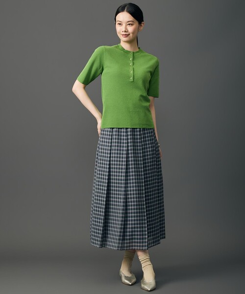 自由区(ジユウク)の「ハイツイストシアーチェック スカート(スカート・レディース・グレー系3/ベージュ系3・32)」の6枚目の写真