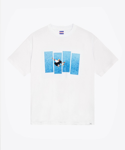 BEDWIN & THE HEARTBREAKERS(ベドウィン アンド ザ ハートブレイカーズ)の「S/S PRINTED TEE "SKATE"(Tシャツ/カットソー・メンズ・オレンジ/ブルー・X-LARGE/LARGE/MEDIUM/SMALL)」の1枚目の写真