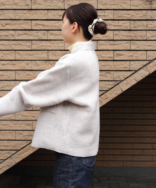 MEYAME（メヤメ）の「MEYAME/メヤメ　ライトウールショートジャケット　LIGHT WOOL SHROT JACKET　MEY-2529（その他アウター・レディース・ブラック/ヘザーグレー・FREE）」の10枚目の写真