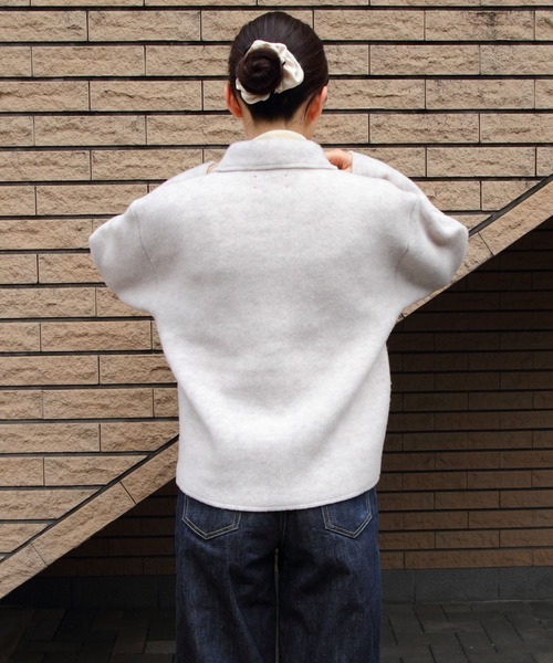 MEYAME（メヤメ）の「MEYAME/メヤメ　ライトウールショートジャケット　LIGHT WOOL SHROT JACKET　MEY-2529（その他アウター・レディース・ブラック/ヘザーグレー・FREE）」の11枚目の写真
