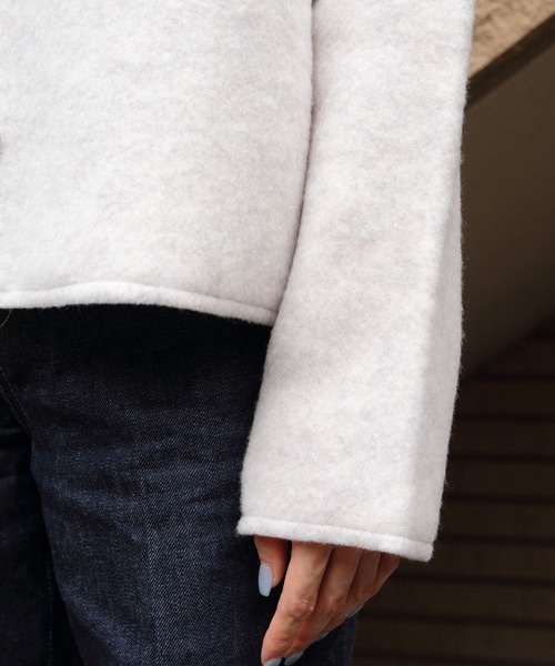 MEYAME（メヤメ）の「MEYAME/メヤメ　ライトウールショートジャケット　LIGHT WOOL SHROT JACKET　MEY-2529（その他アウター・レディース・ブラック/ヘザーグレー・FREE）」の6枚目の写真