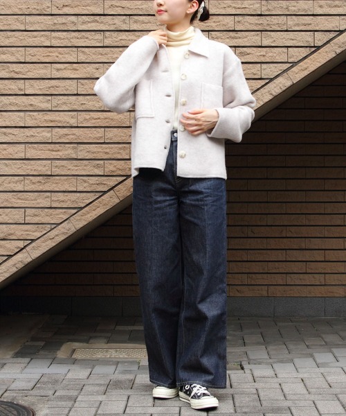 MEYAME（メヤメ）の「MEYAME/メヤメ　ライトウールショートジャケット　LIGHT WOOL SHROT JACKET　MEY-2529（その他アウター・レディース・ブラック/ヘザーグレー・FREE）」の12枚目の写真