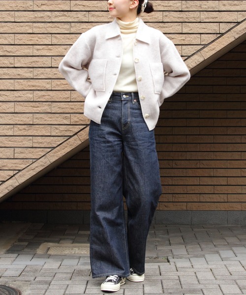 MEYAME（メヤメ）の「MEYAME/メヤメ　ライトウールショートジャケット　LIGHT WOOL SHROT JACKET　MEY-2529（その他アウター・レディース・ブラック/ヘザーグレー・FREE）」の13枚目の写真