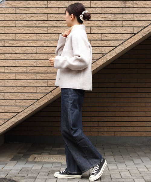 MEYAME（メヤメ）の「MEYAME/メヤメ　ライトウールショートジャケット　LIGHT WOOL SHROT JACKET　MEY-2529（その他アウター・レディース・ブラック/ヘザーグレー・FREE）」の14枚目の写真