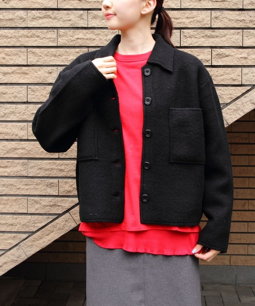 MEYAME（メヤメ）の「MEYAME/メヤメ　ライトウールショートジャケット　LIGHT WOOL SHROT JACKET　MEY-2529（その他アウター・レディース・ブラック/ヘザーグレー・FREE）」の19枚目の写真