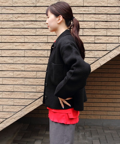 MEYAME（メヤメ）の「MEYAME/メヤメ　ライトウールショートジャケット　LIGHT WOOL SHROT JACKET　MEY-2529（その他アウター・レディース・ブラック/ヘザーグレー・FREE）」の20枚目の写真