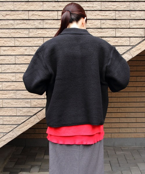 MEYAME（メヤメ）の「MEYAME/メヤメ　ライトウールショートジャケット　LIGHT WOOL SHROT JACKET　MEY-2529（その他アウター・レディース・ブラック/ヘザーグレー・FREE）」の21枚目の写真