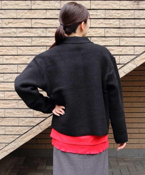 MEYAME（メヤメ）の「MEYAME/メヤメ　ライトウールショートジャケット　LIGHT WOOL SHROT JACKET　MEY-2529（その他アウター・レディース・ブラック/ヘザーグレー・FREE）」の22枚目の写真
