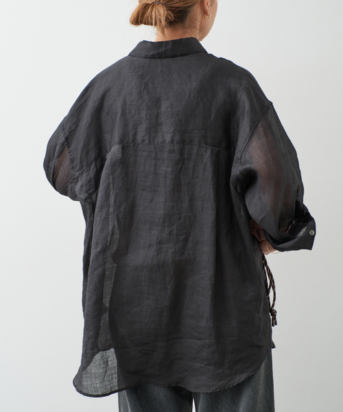 Deuxieme Classe(ドゥーズィエムクラス)の「*Sheer Ramie シャツ(シャツ/ブラウス・レディース・ブラック/カーキ・FREE)」の12枚目の写真