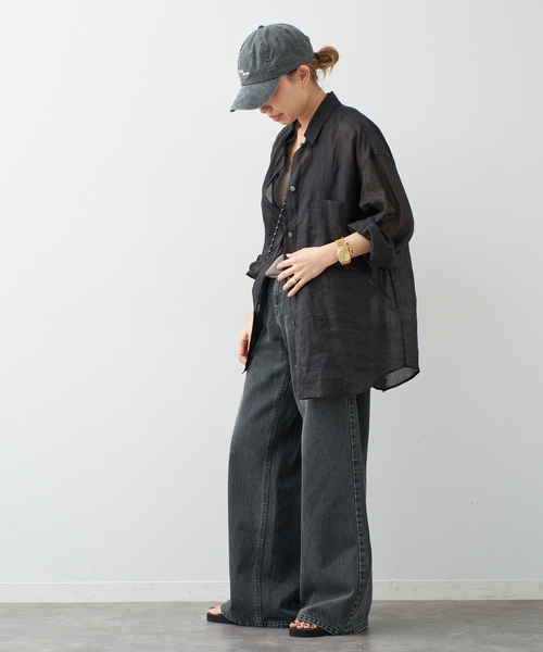 Deuxieme Classe(ドゥーズィエムクラス)の「*Sheer Ramie シャツ(シャツ/ブラウス・レディース・ブラック/カーキ・FREE)」の15枚目の写真