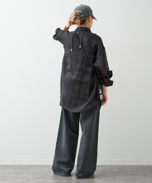 Deuxieme Classe(ドゥーズィエムクラス)の「*Sheer Ramie シャツ(シャツ/ブラウス・レディース・ブラック/カーキ・FREE)」の16枚目の写真