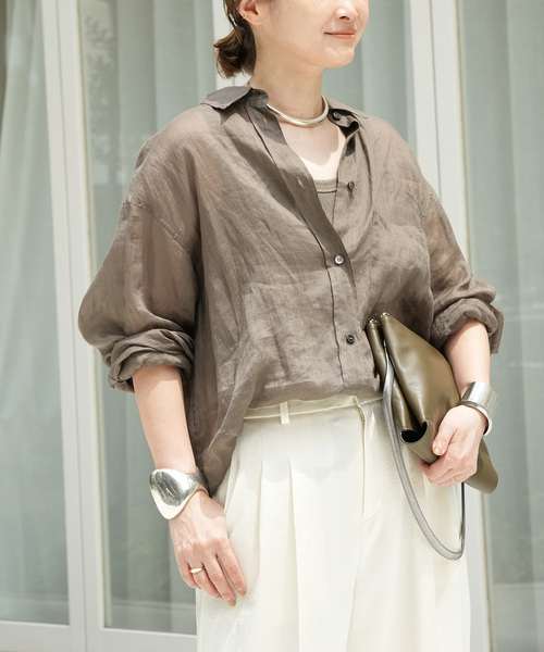 Deuxieme Classe(ドゥーズィエムクラス)の「*Sheer Ramie シャツ(シャツ/ブラウス・レディース・ブラック/カーキ・FREE)」の18枚目の写真