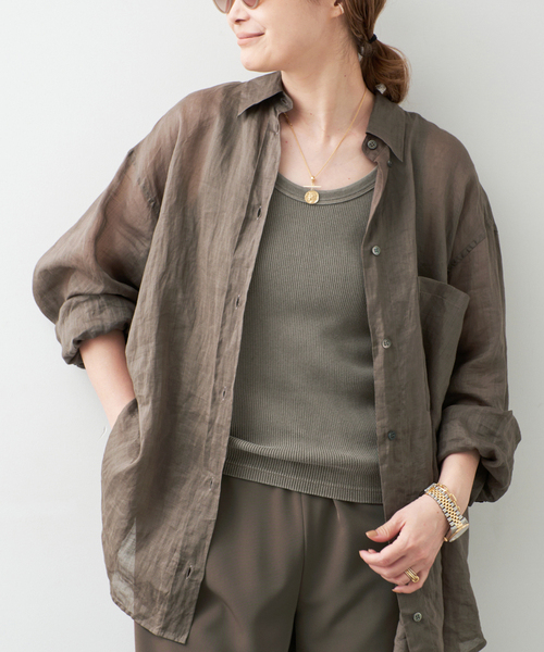 Deuxieme Classe(ドゥーズィエムクラス)の「*Sheer Ramie シャツ(シャツ/ブラウス・レディース・ブラック/カーキ・FREE)」の22枚目の写真