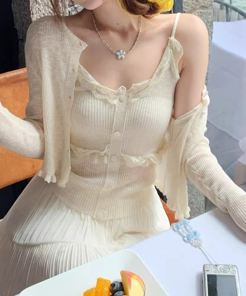 AMAJI(アマジ)の「シアーニット カーディガン(カーディガン/ボレロ・レディース・ホワイト・FREE)」の3枚目の写真