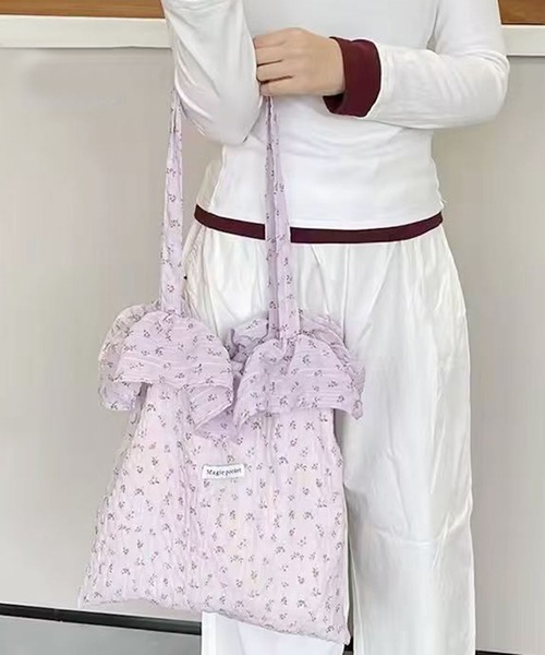 ammy.(エイミードット)の「【 ammy. / エイミードット 】 ワッシャー フラワー トートバッグ/A4対応(トートバッグ・レディース・パープル/アイボリー/ブルー・FREE)」の1枚目の写真