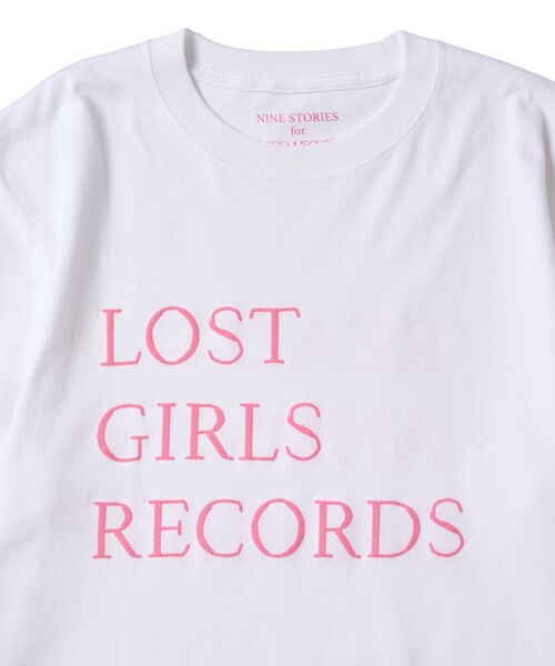 bonjour records（ボンジュールレコーズ）の「LOST GIRLS BOOKS/ロストガールズブックス for bonjour records BIG LOGO T-Shirt（Tシャツ/カットソー・レディース・ピンク/ホワイト・FREE）」の6枚目の写真