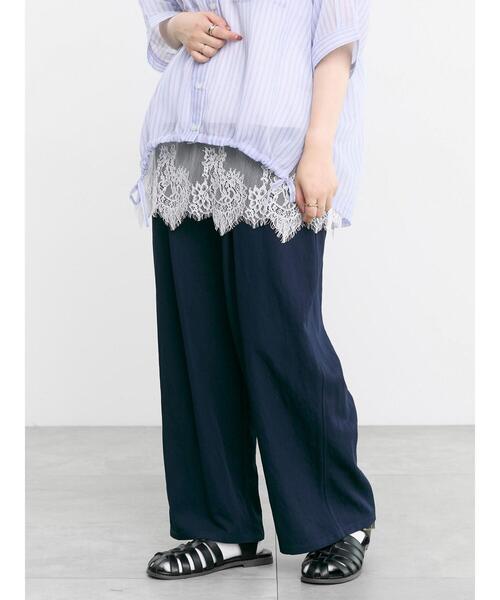 Samansa Mos2（サマンサ モスモス）の「てろっとカーブパンツ（その他パンツ・レディース・ベージュ/ネイビー/グリーン/ピンク・L/M）」の4枚目の写真