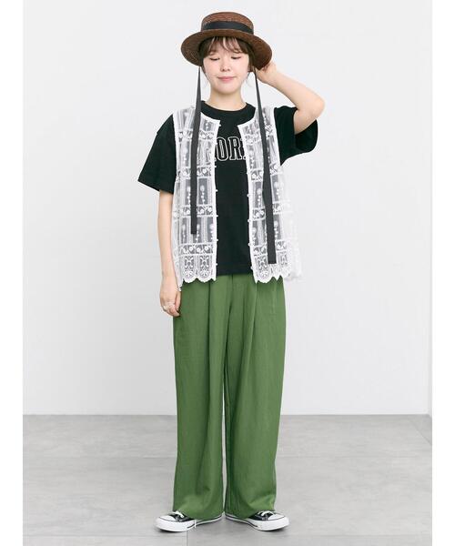 Samansa Mos2（サマンサ モスモス）の「てろっとカーブパンツ（その他パンツ・レディース・ベージュ/ネイビー/グリーン/ピンク・L/M）」の6枚目の写真
