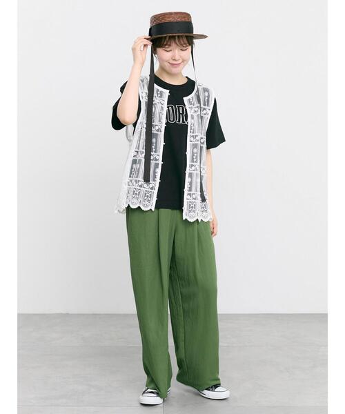 Samansa Mos2（サマンサ モスモス）の「てろっとカーブパンツ（その他パンツ・レディース・ベージュ/ネイビー/グリーン/ピンク・L/M）」の7枚目の写真