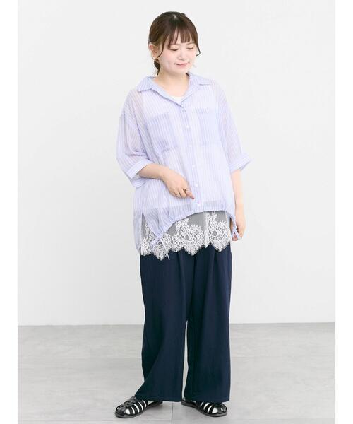 Samansa Mos2（サマンサ モスモス）の「てろっとカーブパンツ（その他パンツ・レディース・ベージュ/ネイビー/グリーン/ピンク・L/M）」の10枚目の写真