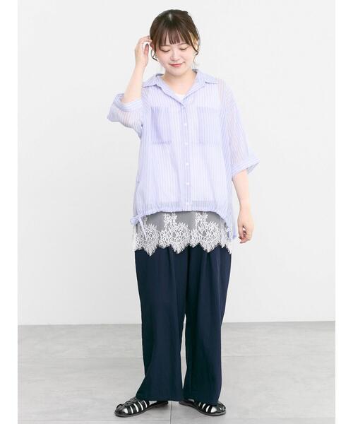 Samansa Mos2（サマンサ モスモス）の「てろっとカーブパンツ（その他パンツ・レディース・ベージュ/ネイビー/グリーン/ピンク・L/M）」の11枚目の写真