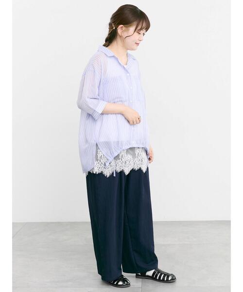 Samansa Mos2（サマンサ モスモス）の「てろっとカーブパンツ（その他パンツ・レディース・ベージュ/ネイビー/グリーン/ピンク・L/M）」の12枚目の写真