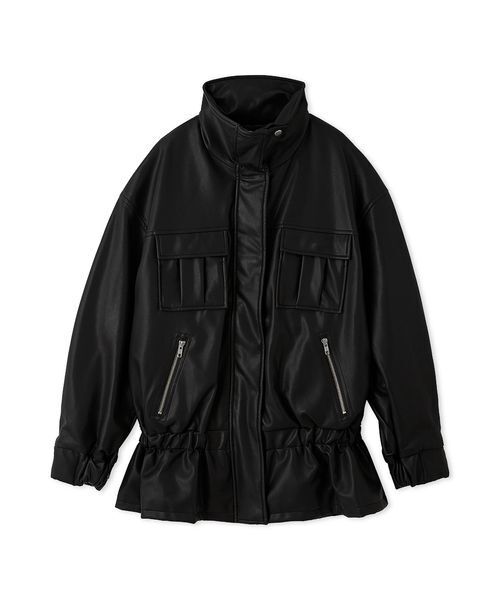 Henon.(ヘノン)の「ギャザーヴィーガンレザージャケット(ブルゾン・レディース・ブラウン/ブラック・F)」の22枚目の写真