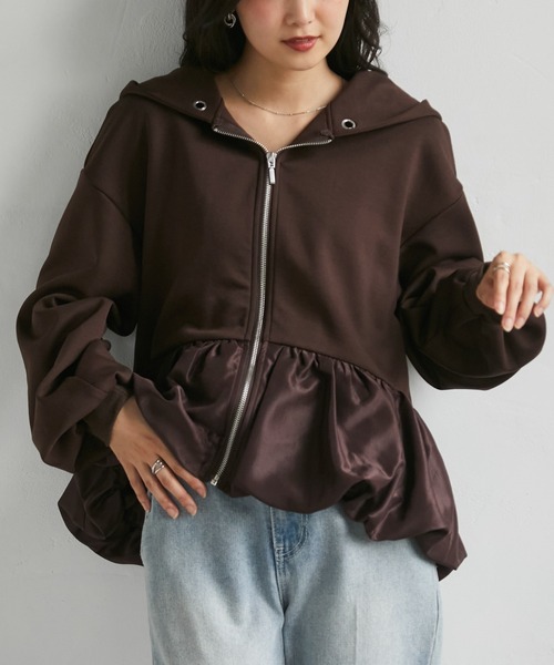RANAN(ラナン)の「バルーンフリルスウェットフードブルゾン(パーカー・レディース・グレー/ブラック/ブラウン・L/M/LL)」の13枚目の写真