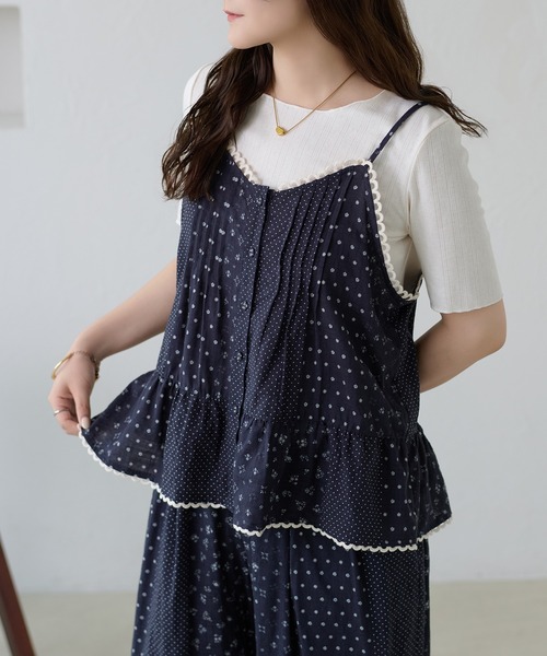 apres jour clair(アプレジュールクレア)の「【セットアップ可能】【apres jour clair】キャミ+アイレットインナーセット(Tシャツ/カットソー・レディース・ネイビー/ブラック/ベージュ/アイボリー・フリー/X-LARGE)」の4枚目の写真
