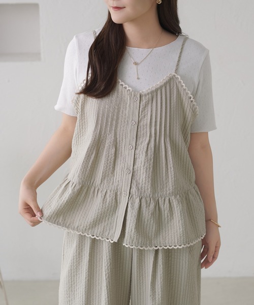 apres jour clair(アプレジュールクレア)の「【セットアップ可能】【apres jour clair】キャミ+アイレットインナーセット(Tシャツ/カットソー・レディース・ネイビー/ブラック/ベージュ/アイボリー・フリー/X-LARGE)」の5枚目の写真