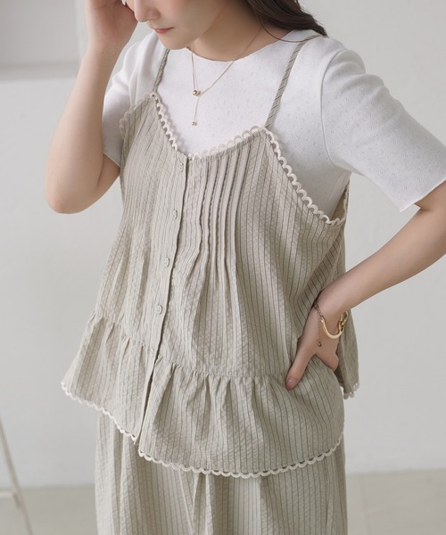 apres jour clair(アプレジュールクレア)の「【セットアップ可能】【apres jour clair】キャミ+アイレットインナーセット(Tシャツ/カットソー・レディース・ネイビー/ブラック/ベージュ/アイボリー・フリー/X-LARGE)」の7枚目の写真