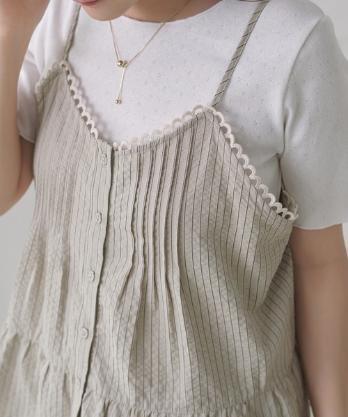 apres jour clair(アプレジュールクレア)の「【セットアップ可能】【apres jour clair】キャミ+アイレットインナーセット(Tシャツ/カットソー・レディース・ネイビー/ブラック/ベージュ/アイボリー・フリー/X-LARGE)」の8枚目の写真