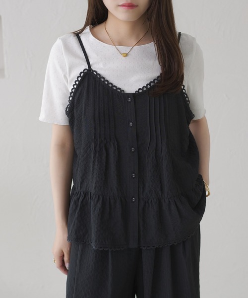apres jour clair(アプレジュールクレア)の「【セットアップ可能】【apres jour clair】キャミ+アイレットインナーセット(Tシャツ/カットソー・レディース・ネイビー/ブラック/ベージュ/アイボリー・フリー/X-LARGE)」の19枚目の写真