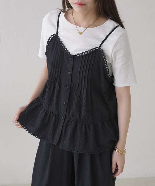 apres jour clair(アプレジュールクレア)の「【セットアップ可能】【apres jour clair】キャミ+アイレットインナーセット(Tシャツ/カットソー・レディース・ネイビー/ブラック/ベージュ/アイボリー・フリー/X-LARGE)」の15枚目の写真