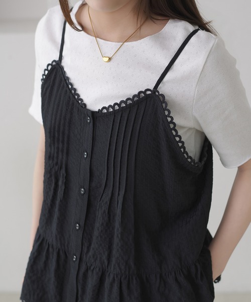 apres jour clair(アプレジュールクレア)の「【セットアップ可能】【apres jour clair】キャミ+アイレットインナーセット(Tシャツ/カットソー・レディース・ネイビー/ブラック/ベージュ/アイボリー・フリー/X-LARGE)」の16枚目の写真